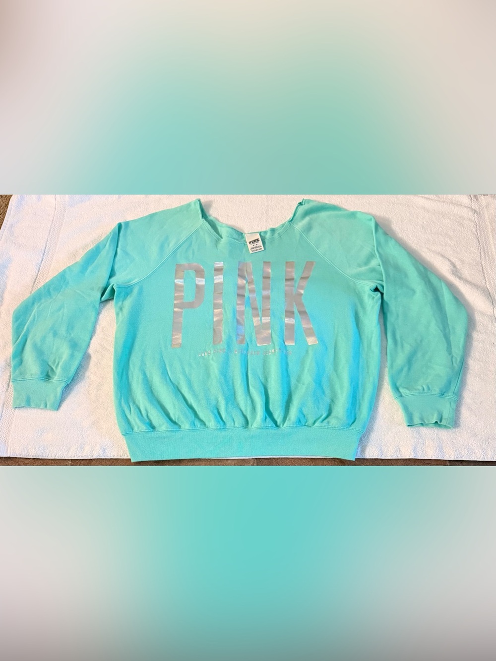 PINK Victoria's Secret by Victoria's Secret Mint Crewneck Sweatshirt